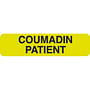 Chart Labels, COUMADIN PATIENT - Fl Chartreuse, 1-1/4" X 5/16" (Roll of 500)