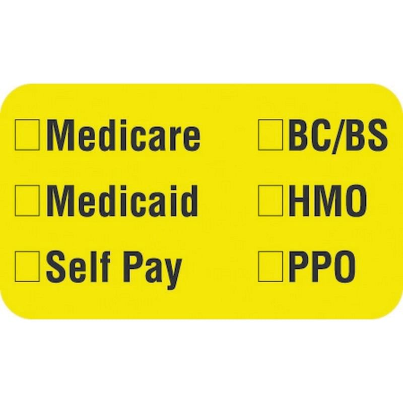 Insurance Labels, Medicare_Medicaid_Self Pay_ BC/BS_HMO