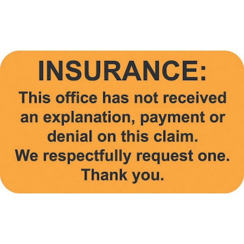 Insurance Labels, INSURANCE:, Fluorescent Orange, 1-1/2