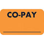 Insurance Labels, CO-PAY, Fluorescent Orange, 1-1/2" x 7/8" (Roll of 250)