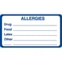 Allergy Warning Labels, ALLERGIES - Blue/White, 3-1/4" X 1-3/4" (Roll of 250)