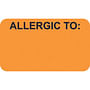 Allergic To: 1-1/2" x 7/8" Fl-Orange Label (Roll of 250)