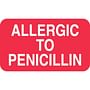 Allergy Labels, Allergic to Penicillin, Red, 1-1/2" x 7/8", (Roll of 250)