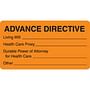 Advance Directive Labels, Fluorescent Orange, 3-1/4" x 1-3/4", (Roll of 250)