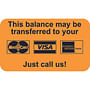 Billing Collection Labels, Fl Orange - This balance may be transferred, 1-1/2" X 7/8" (Roll of 250)