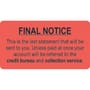 Billing Collection Labels, Fl Red - FINAL NOTICE, 3-1/4" X 1-3/4" (Roll of 250)