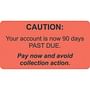 Billing Labels, Caution Past Due, Fluorescent Red, 3-1/4" x 1-3/4" (Roll of 250)