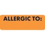 Allergy Warning Labels, ALLERGIC TO: - Fl Orange, 3" X 1" (Roll of 250)