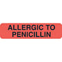 Allergy Warning Labels, ALLERGIC TO: Penicillin - Fl Red, 1 1/4" X 5/16" (Roll of 500)