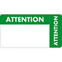 Medical alert Labels, ATTENTION - Green/White (Wrap Around) 3-1/4" X 1-3/4" (Roll of 250)