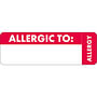 Alert Labels, Allergic To:, White, and Red, 3" x 1" (Roll of 250)
