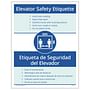 Bilingual Elevator Safety Etiquette Notice, 8.5" x 11" - 1 Poster per Pack