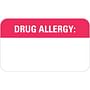 Allergy Warning Labels, Drug Allergy: - Red/White, 1-1/2" X 7/8" (Roll of 250)