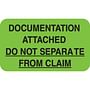 Insurance Collection Labels, DOCUMENTATION ATTACHED - Fl Green, 1-1/2" X 7/8" (Roll of 250)
