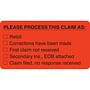 Insurance Collection Labels, PLEASE PROCESS CLAIM - Fl Red, 3-1/4\