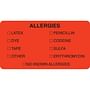 Allergy Warning Labels, ALLERGIES - Fl Red, 3-1/4" X 1-3/4" (Roll of 250)