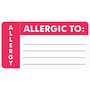 Allergy Warning Labels, ALLERGIC TO: - Red/White (Wrap Around), 3-1/4" X 1-3/4" (Roll of 250)