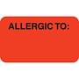 Allergy Warning Labels, ALLERGIC TO: - Fl Red, 1-1/2" X 7/8" (Roll of 250)
