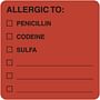 Allergy Warning Labels, ALLERGIC TO: - Fl Red 2" X 2" (Roll of 250)