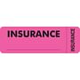 Insurance Labels, INSURANCE - Fl Pink (Wrap-around), 3" X 1" (Roll of 250)