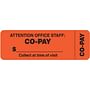Insurance Labels, CO-PAY - Fl Red (Wrap-around), 3" X 1" (Roll of 250)