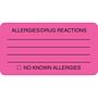 Allergy Warning Labels, ALLERGIES/DRUG REACTIONS - Fl Pink, 3-1/4" X 1-3/4" (Roll of 250)