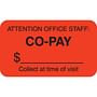 Insurance Labels, CO-PAY - Fl Red, 1-1/2" X 7/8" (Roll of 250)