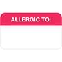 Allergy Warning Labels, ALLERGIC TO: - Red/White, 1-1/2" X 7/8" (Roll of 250)