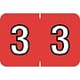Barkley NBKM Compatible Numeric "3" Labels, Laminated Stock, 1" X 1-1/2" Individual Numbers - Roll of 500