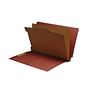 Red Type II Pressboard Classification Folders, Full Cut END TAB, Legal Size, 2 Divider (Box of 10)