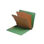 Moss Green Type III Pressboard Classification Folders, Full Cut END TAB, Letter Size, 2 Divider (Box of 10)