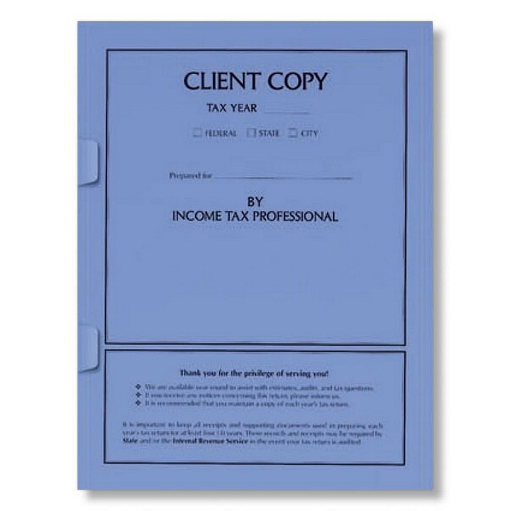 Light Blue Client Copy Income Tax Return Folder Side Staple