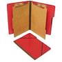 SJ Paper Classification Folios with Fastener, Legal, Six Section, Executive Red, 10/Box