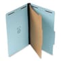 SJ Paper Legal Classification Folder, 1.5" Expansion, 4 Fasteners w/2" Capacity, 1 Divider, 25pt Blue Pressboard, 20/Box