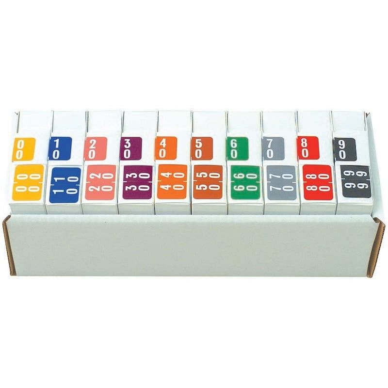 Smead DDS Compatible Double Digit 00-90 Numeric Labels, Laminated Stock,  1-1/2 x 1, Starter Set - 10 Rolls of 500