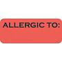 Alert Labels, Allergic To:, Fluorescent Red, 1-7/8" x 3/4" (Roll of 500)