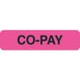 Insurance Labels, CO-PAY - Fluorescent Pink , 1-1/4" X 5/16" (Roll of 500)