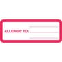 Alert Labels, Allergic To:, 3" x 1-1/8", (Roll of 320)