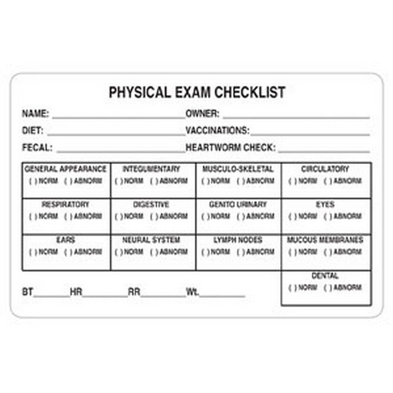 Physical Exam Checklist 4" x 25/8" Roll of 240