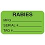 Rabies Mfg Serial 1-5/8" x 7/8" Fl-Green Label (Roll of 560)