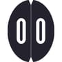 VRE/GBS 8857 Compatible Numeric "0" Oval shapedLabels, Laminated Stock,1-1/8" x 1-1/2" Individual Numbers - Roll of 500