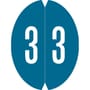 VRE/GBS 8857 Compatible Numeric "3" Oval shapedLabels, Laminated Stock,1-1/8" x 1-1/2" Individual Numbers - Roll of 500