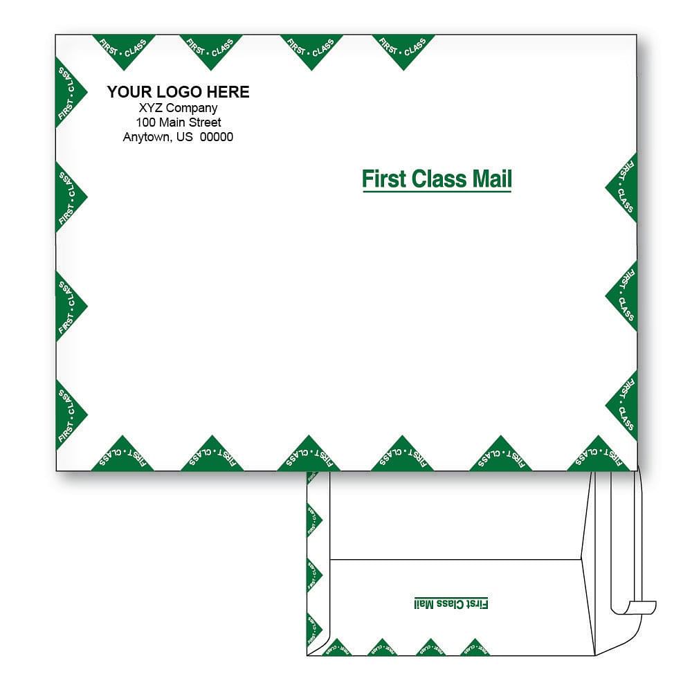9 x 12 Catalog Envelopes - 28lb BROWN with First Class Border - 500 PK